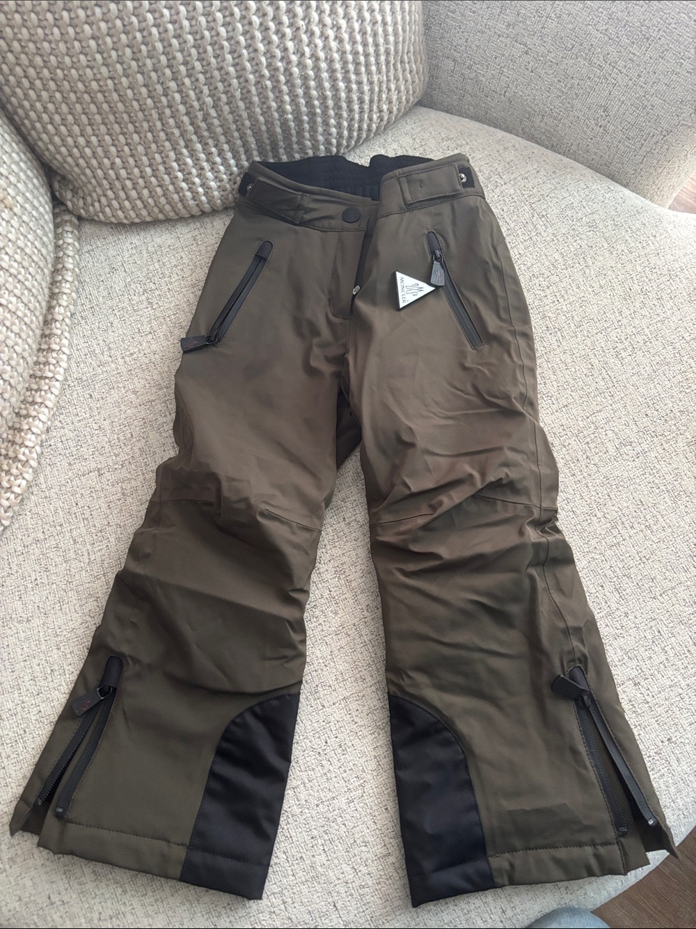 Moncler Olive Green Ski Pants with Black Ankles